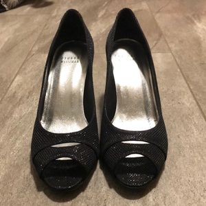 Stuart Weitzman Black Glitter Forsight Pump Size 8